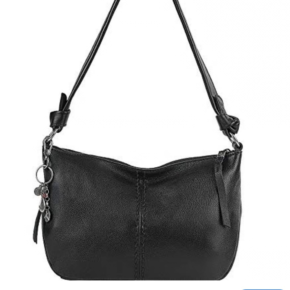The Sak Classic Black Leather Shoulder Bag